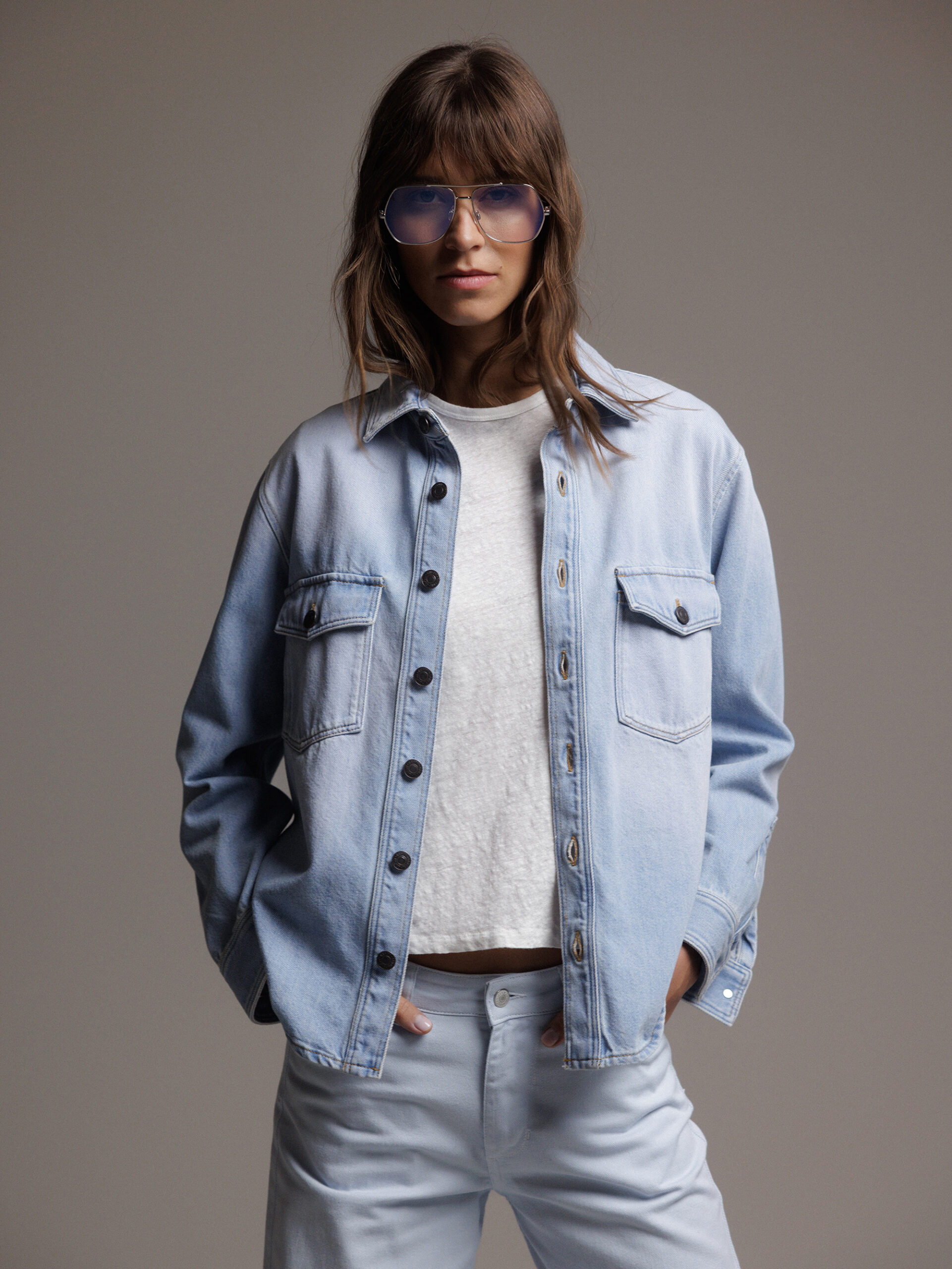 GRIFONI Jeanshemd aus Baumwolle Damen (LIGHT BLUE)