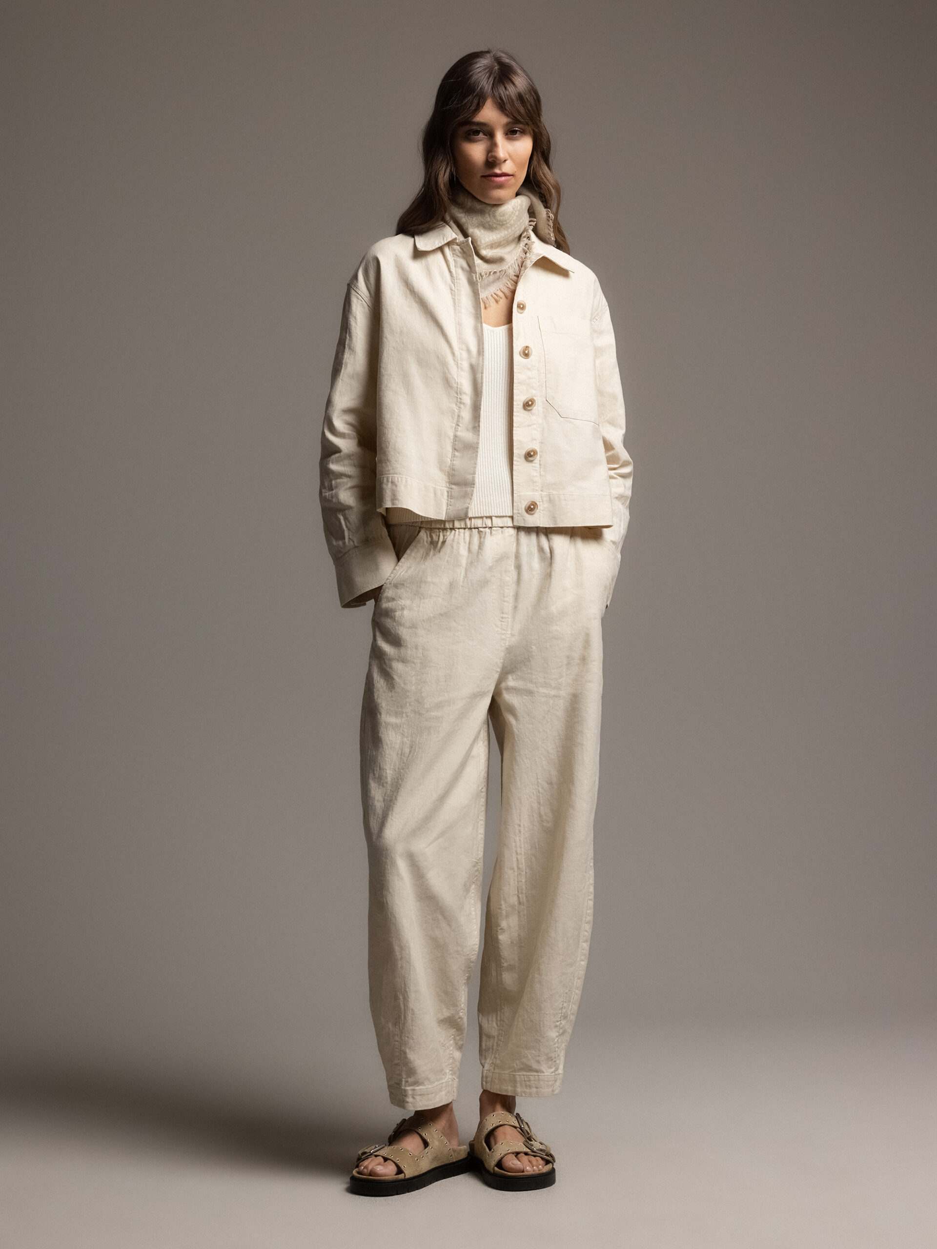 KNIT-TED Cropped Hose Damen (251 SAND)