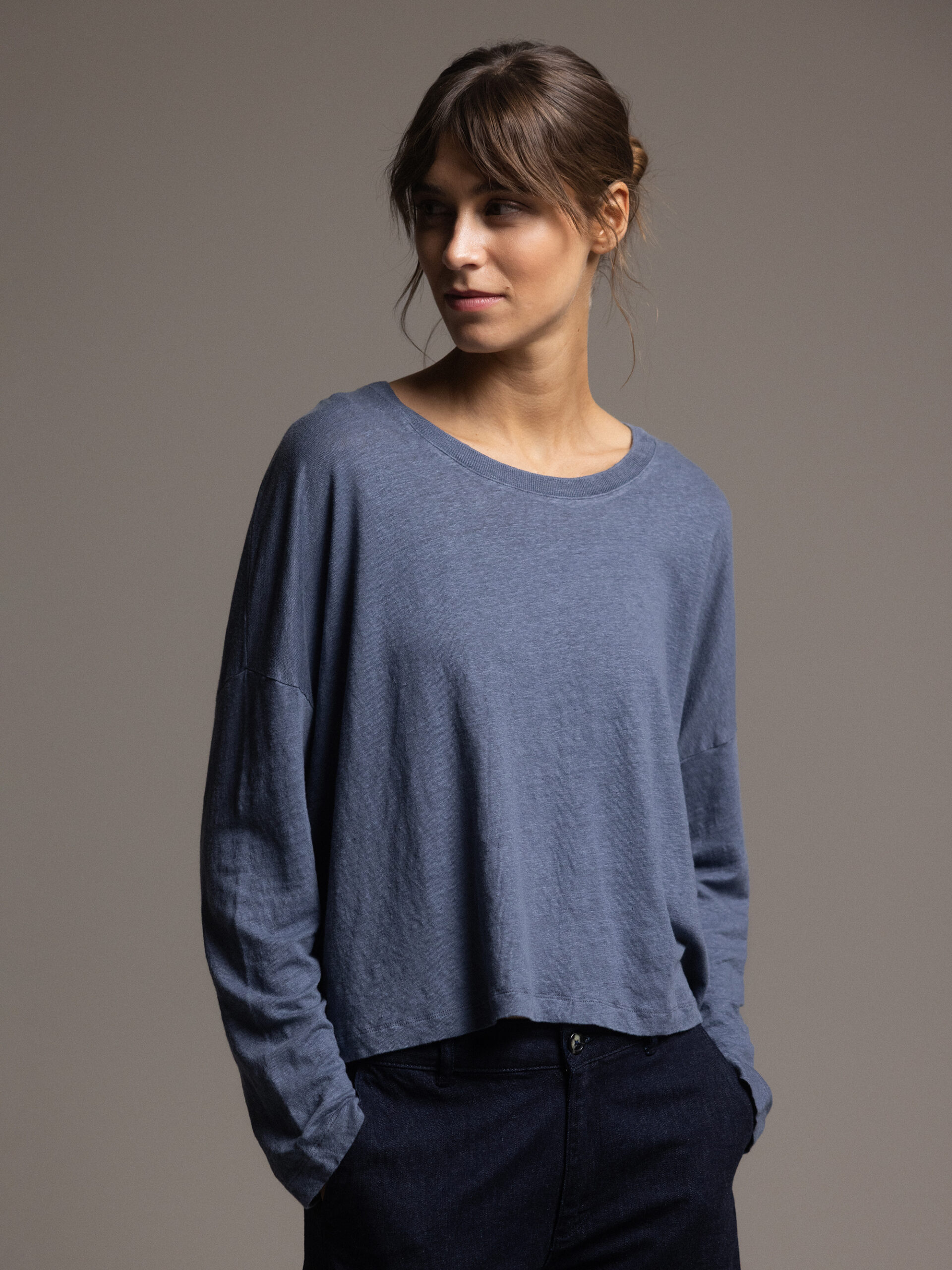 DANIELS Langarmshirt aus Leinen Damen (INDIGO)