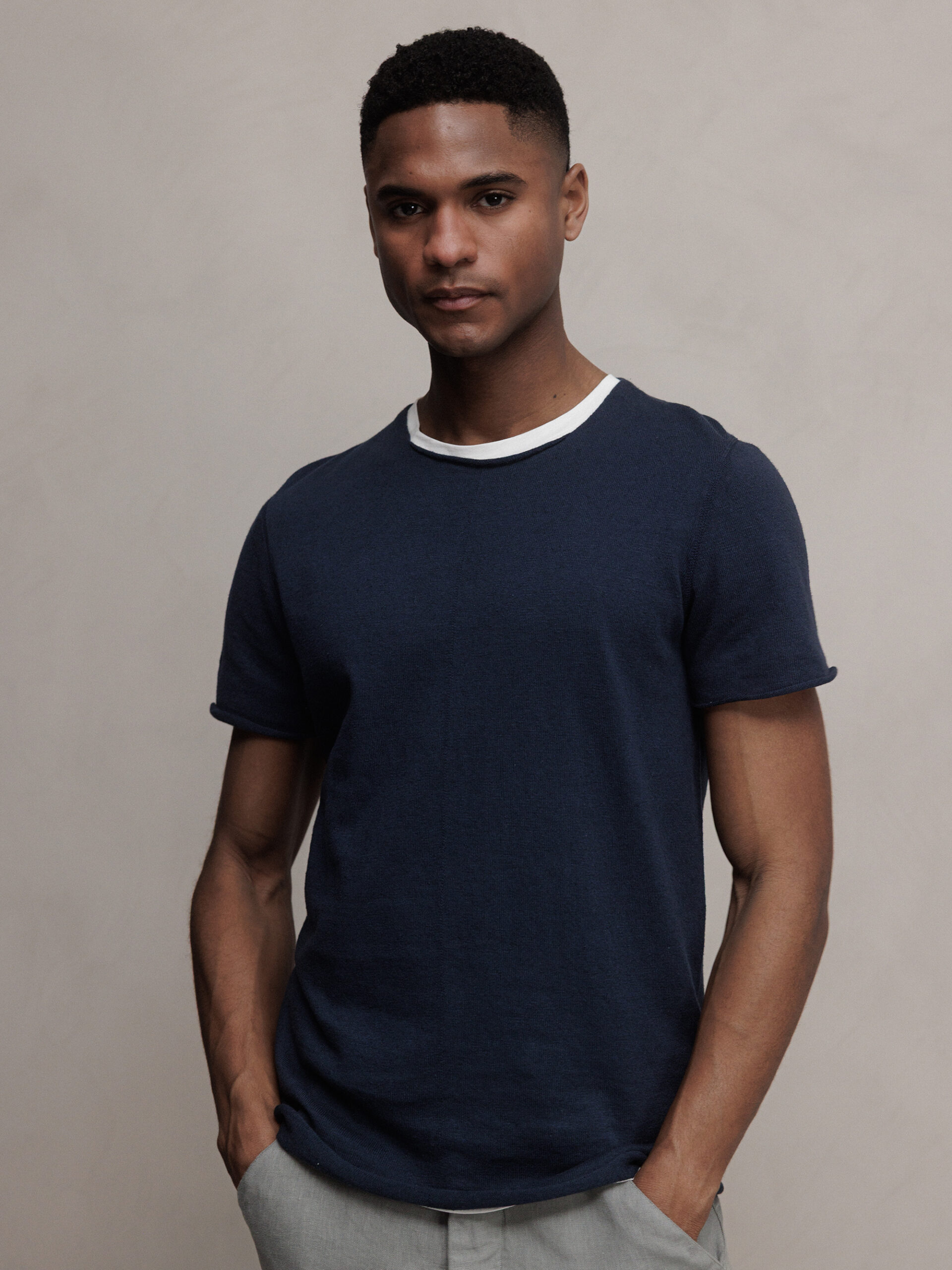 HANNES ROETHER Kurzarm- Feinstrickpullover Herren (TORNADO)