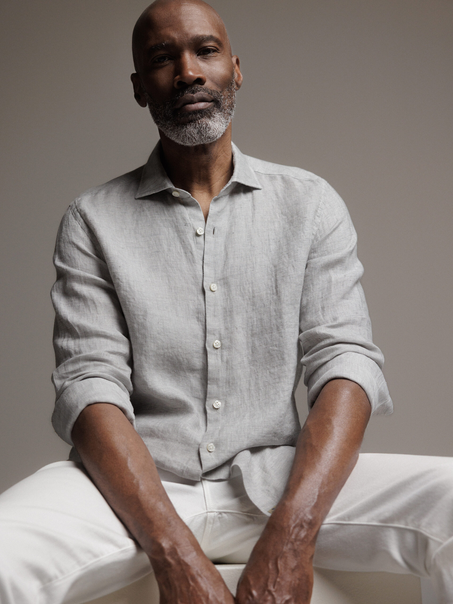 SONRISA Hemd aus Leinen Herren (04 GRAU)