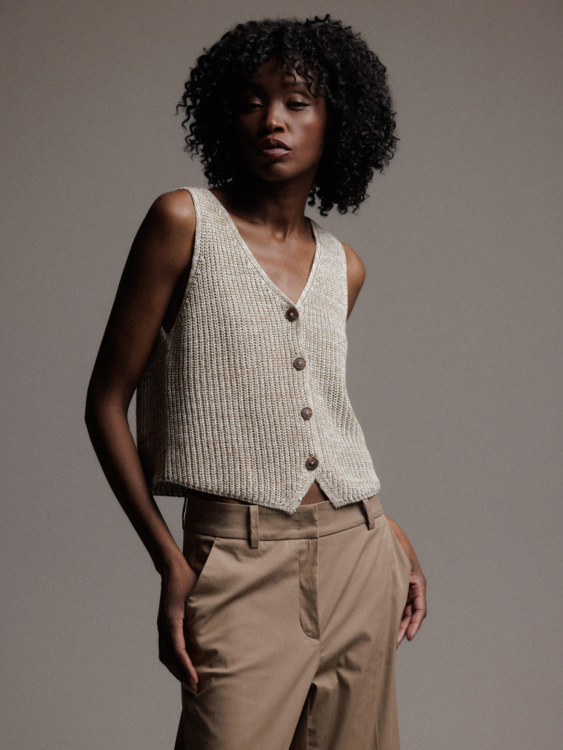 DANIELS Strickweste Damen (WEISS/SAND)