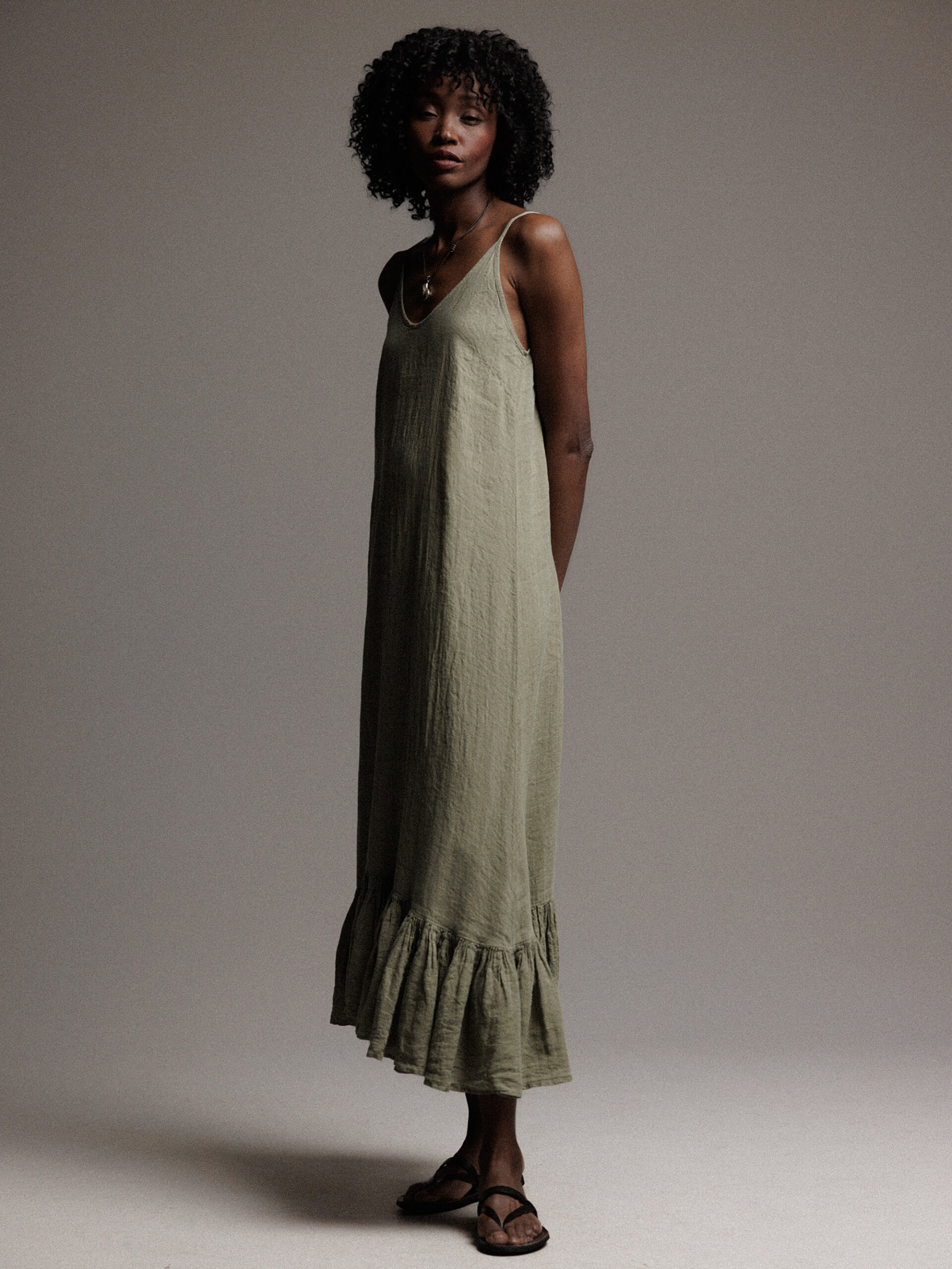 DANIELS Maxi- Kleid aus Leinen Damen (D.KHAKI)