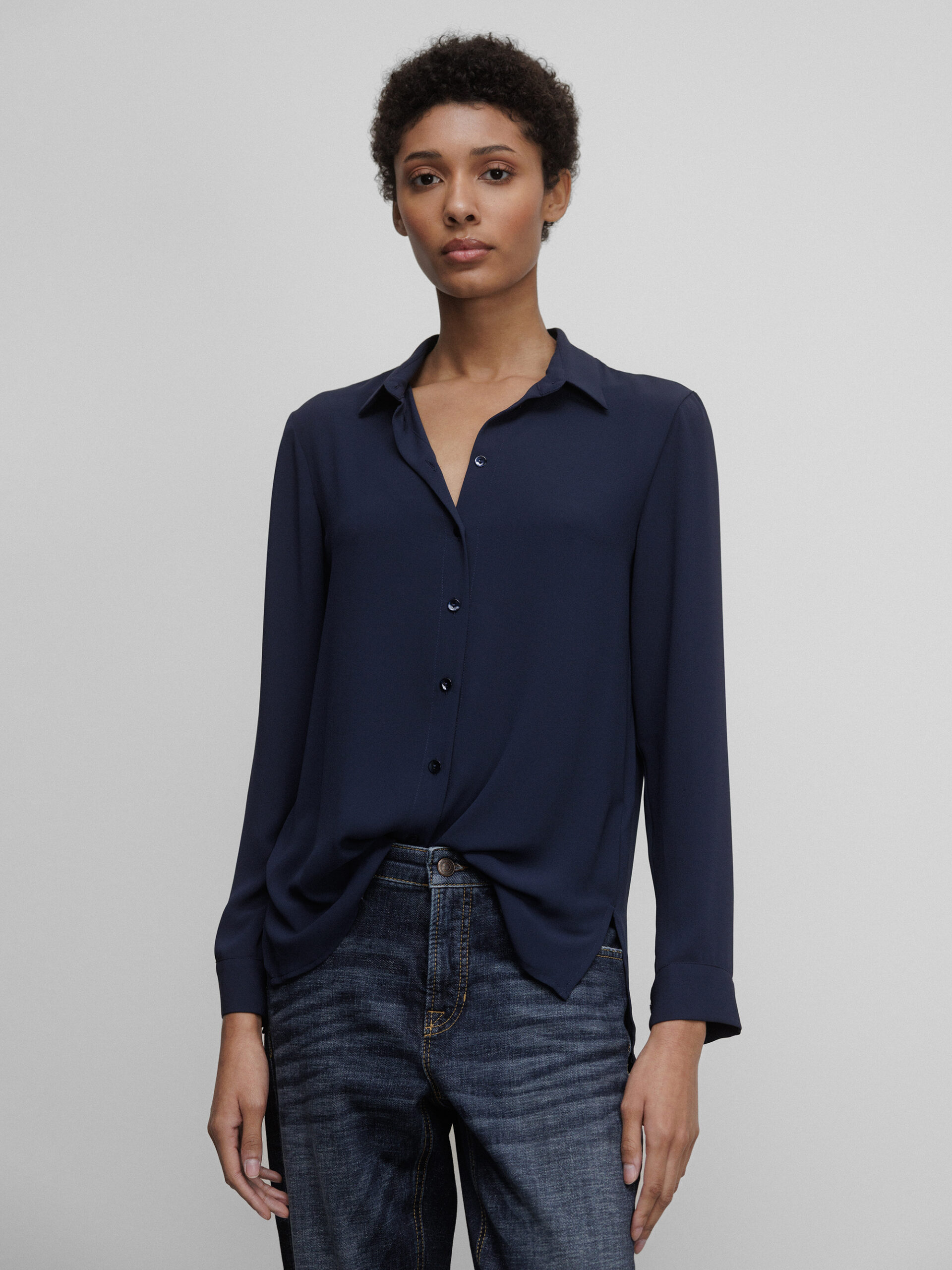 Janice & Jo Langarm- Bluse Damen (266 NAVY)