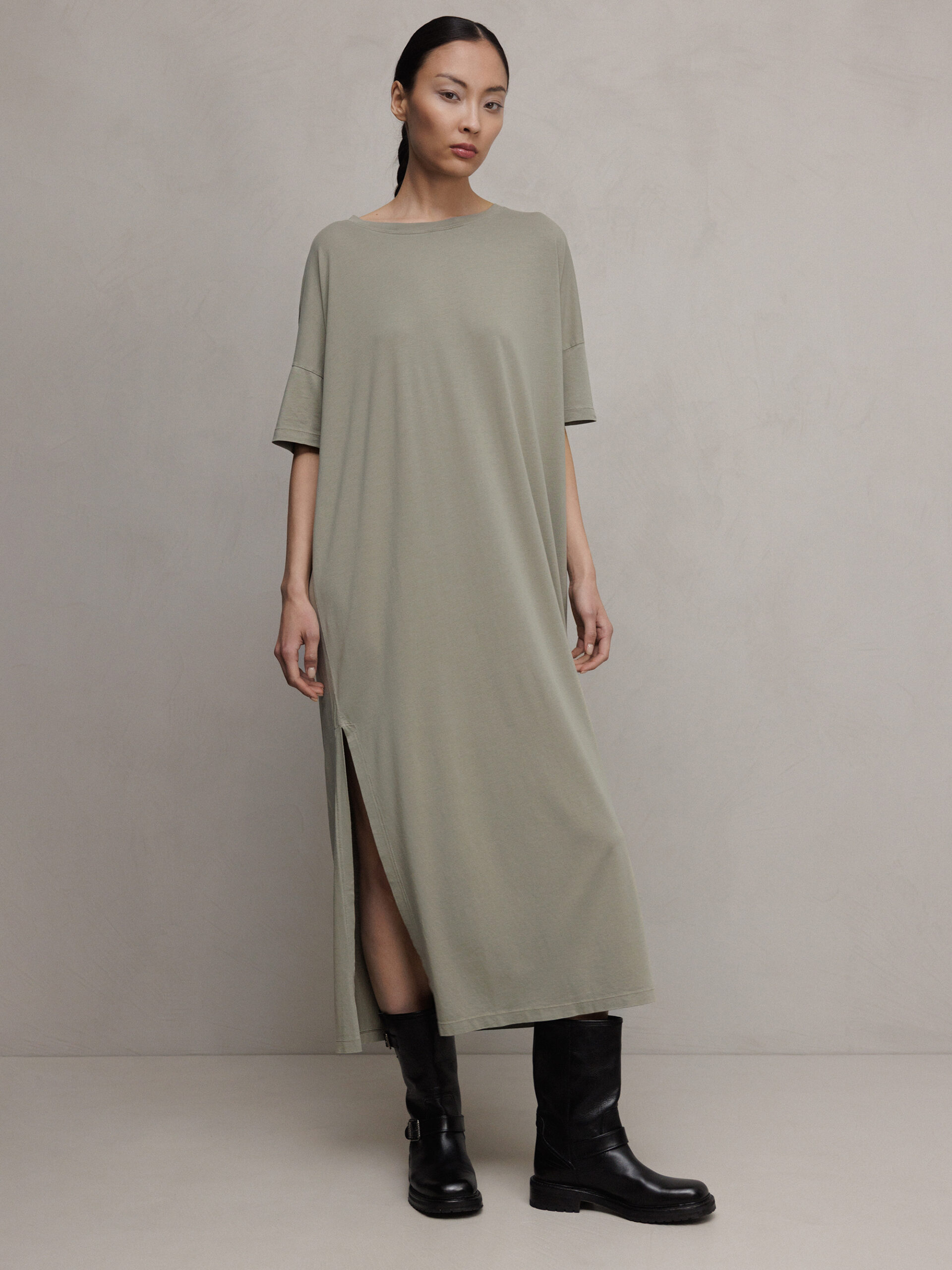 DANIELS Midi- Kleid mit Schlitz Damen (KHAKI)