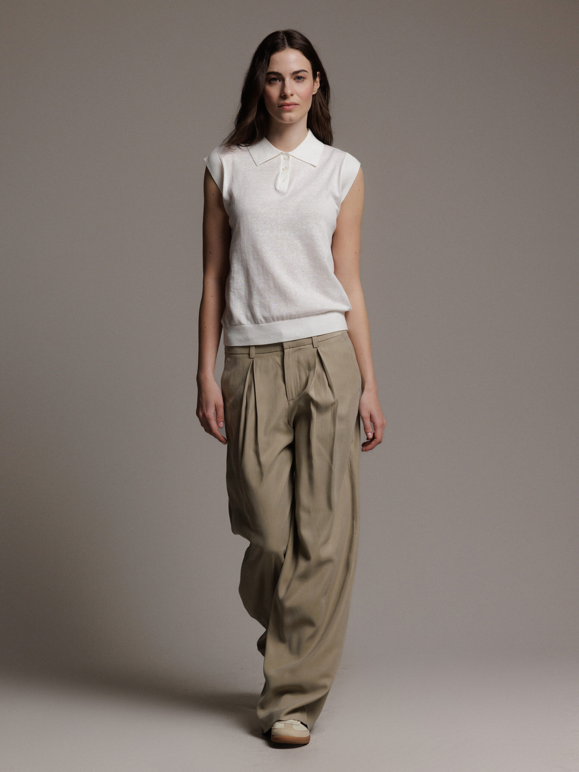 GRIFONI Weite Hose mit Bundfalte Damen (14G KHAKI)