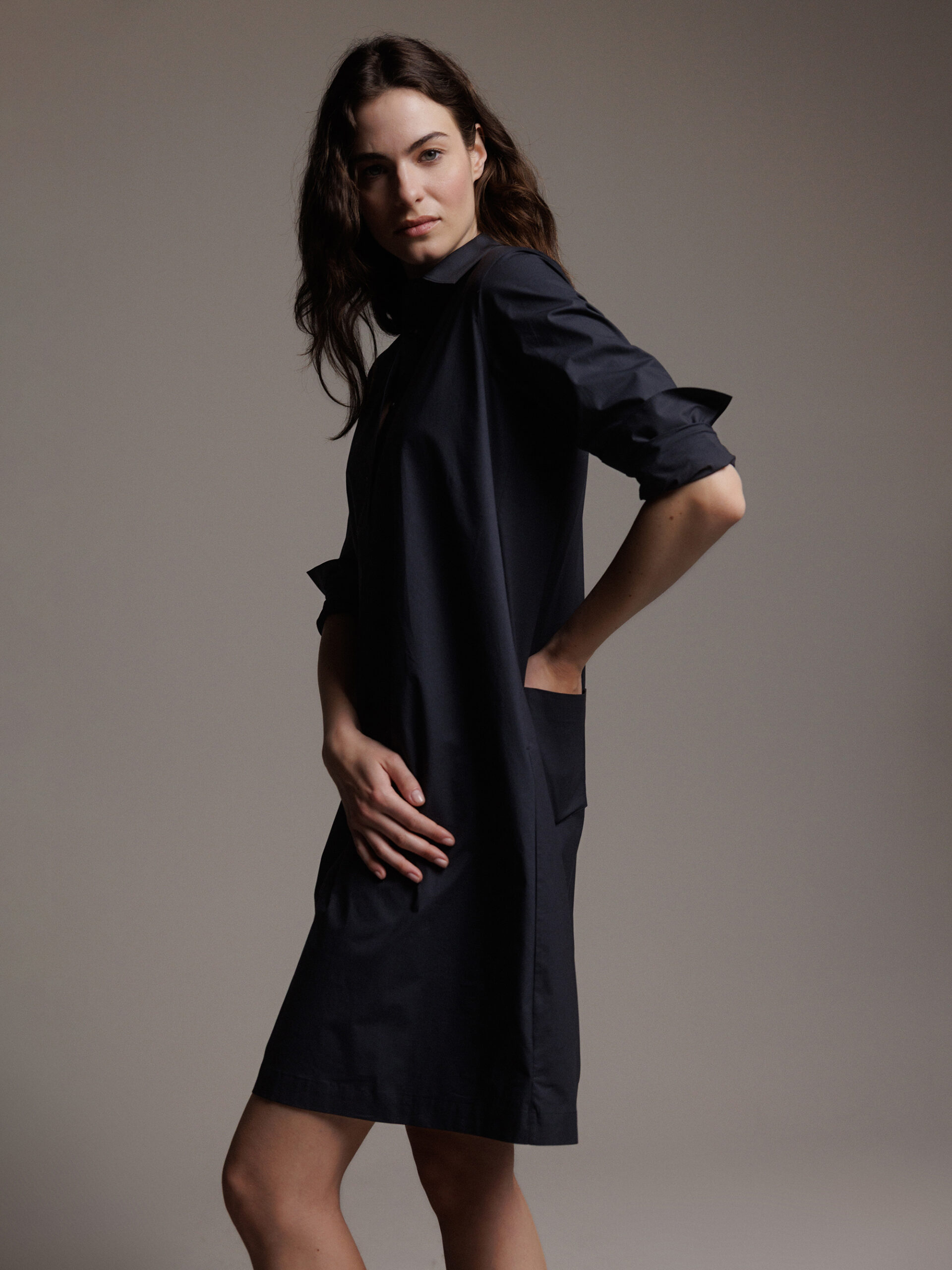 LIS LAREIDA Midi- Blusenkleid aus Baumwolle Damen (590 MARINE)