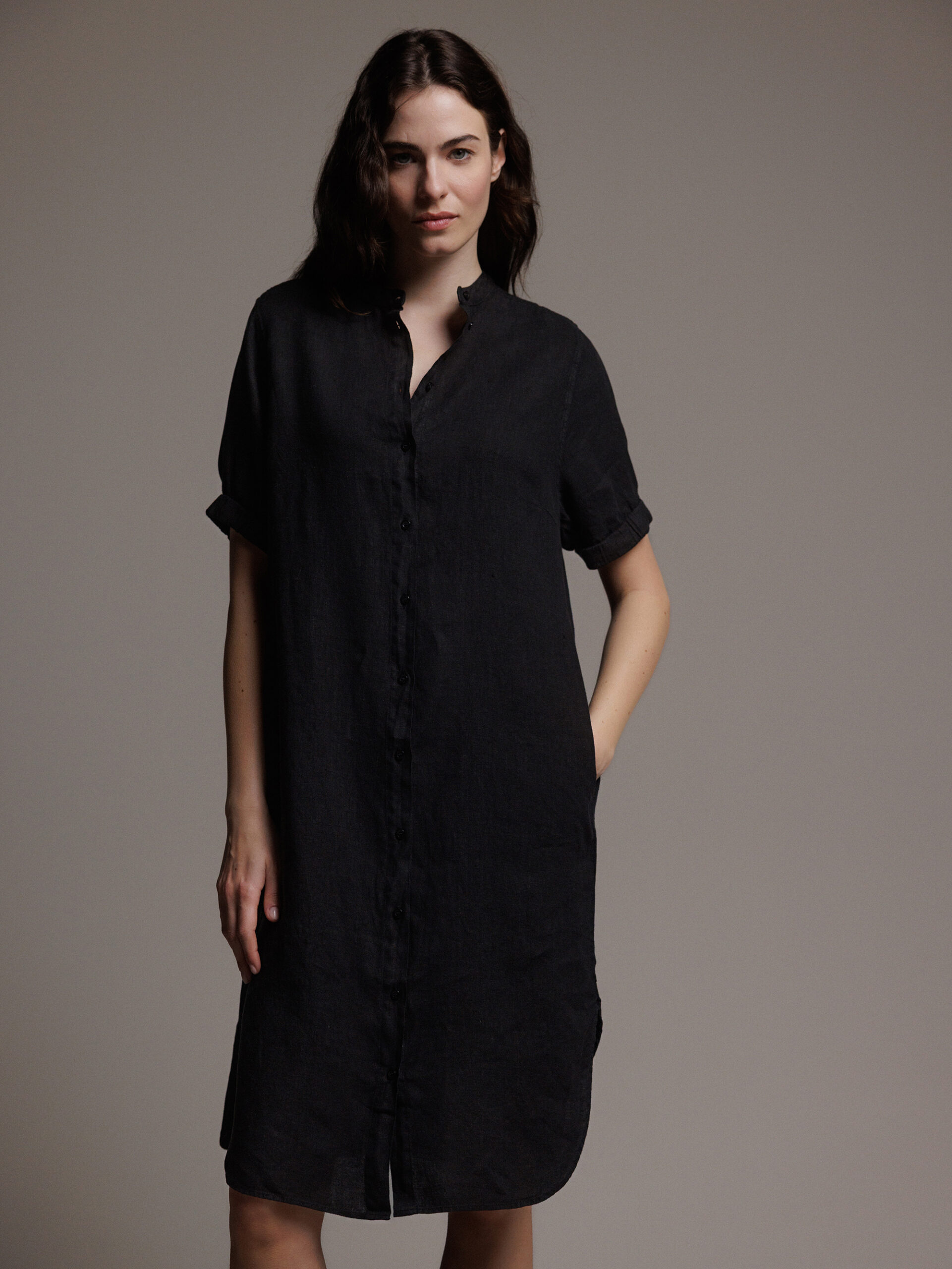 MOS MOSH Midi- Kleid aus Leinen Damen (801 BLACK)