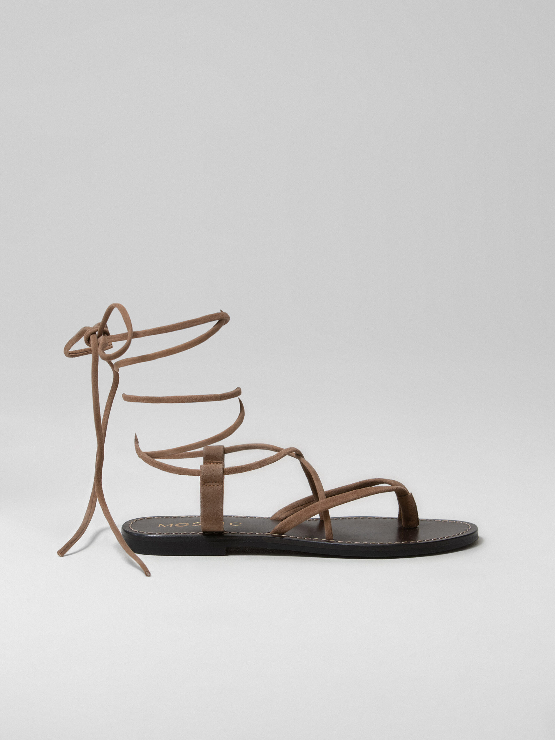 MOSAIC Sandalen aus Veloursleder mit T-Steg Damen (D TAN)