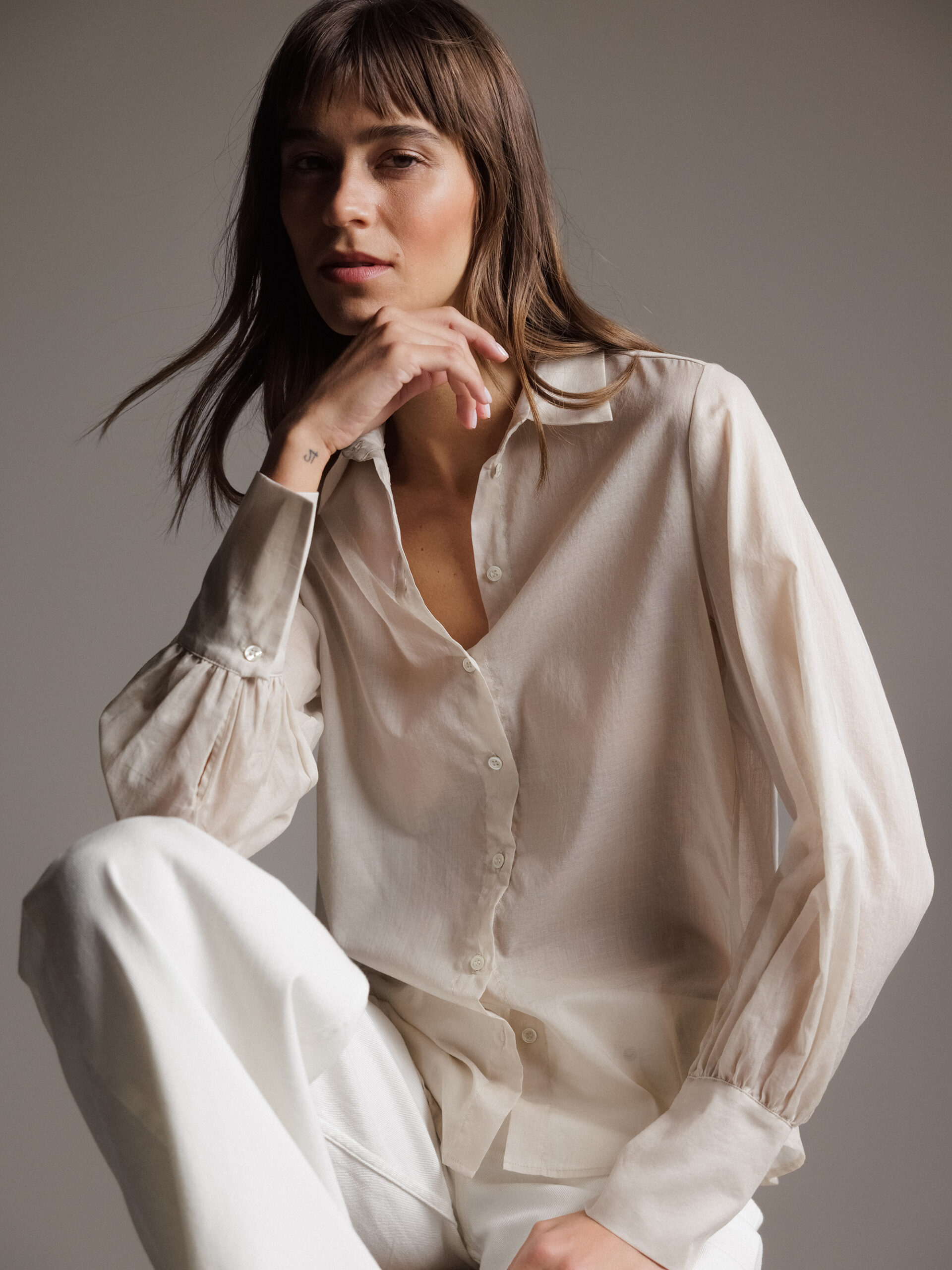 DANIELS Transparente Bluse aus Baumwolle Damen (SAND)
