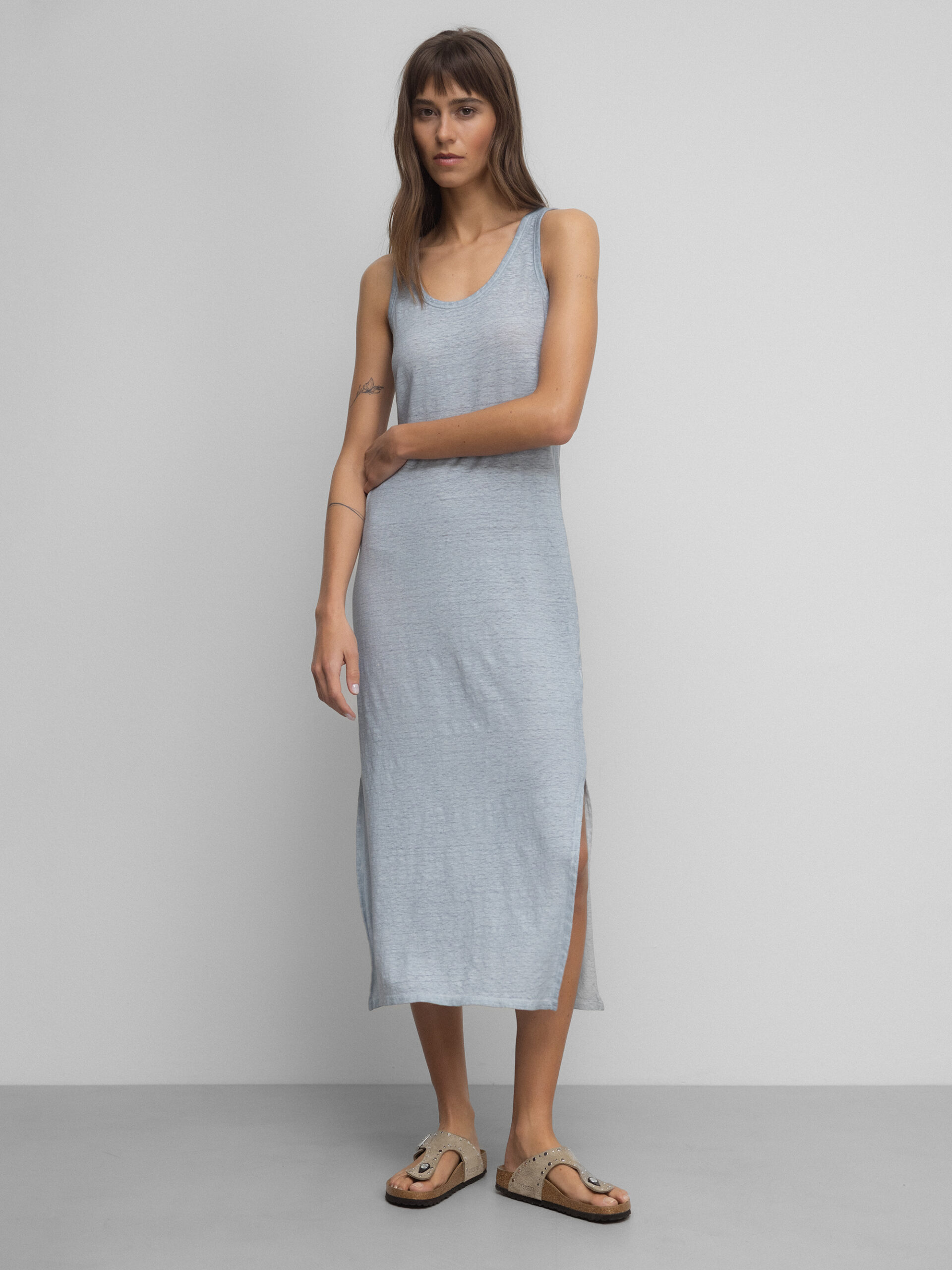 UNIVERSEL Kleid aus Leinen Damen (7 BLEU)