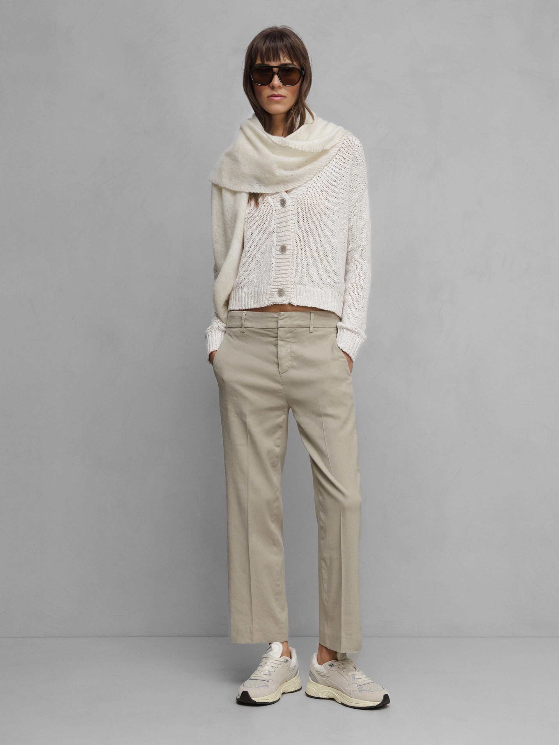 DONDUP Cropped Hose aus Leinen Damen (010 SAND)