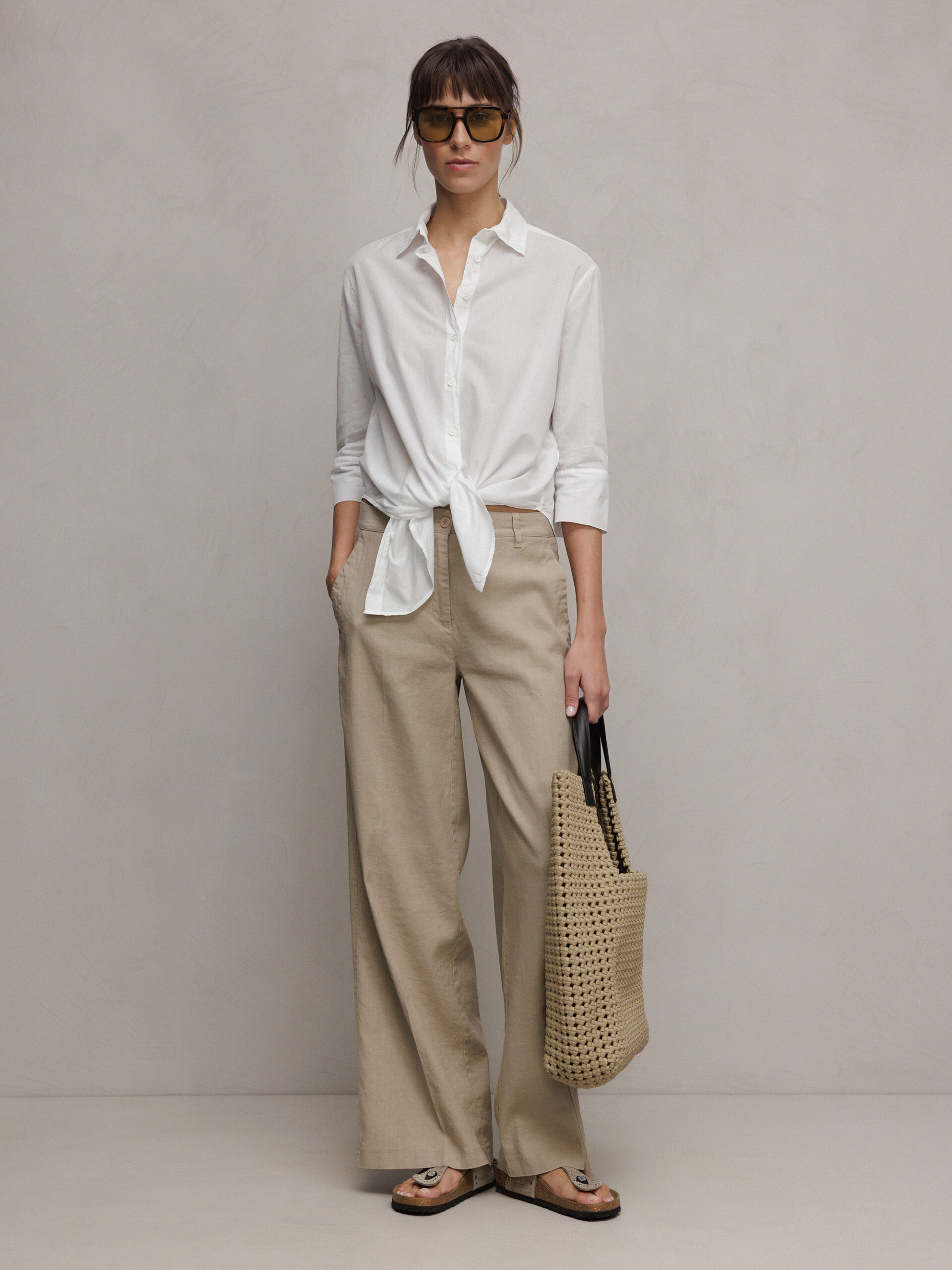 CAMBIO Weite Hose aus Leinen Damen (722 SAND)