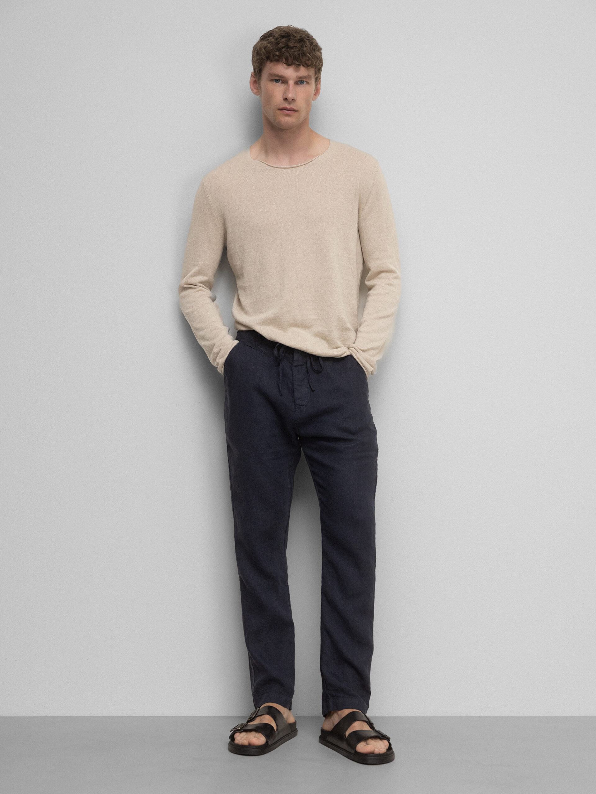 HANNES ROETHER Hose aus Leinen Herren (640 NAVY)