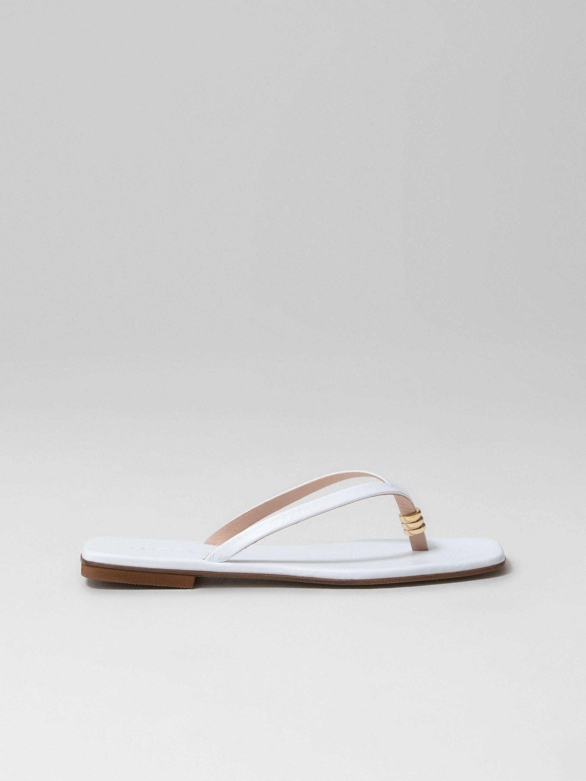 MOSAIC Sandalen aus Leder mit T-Steg Damen (OFFWHITE)