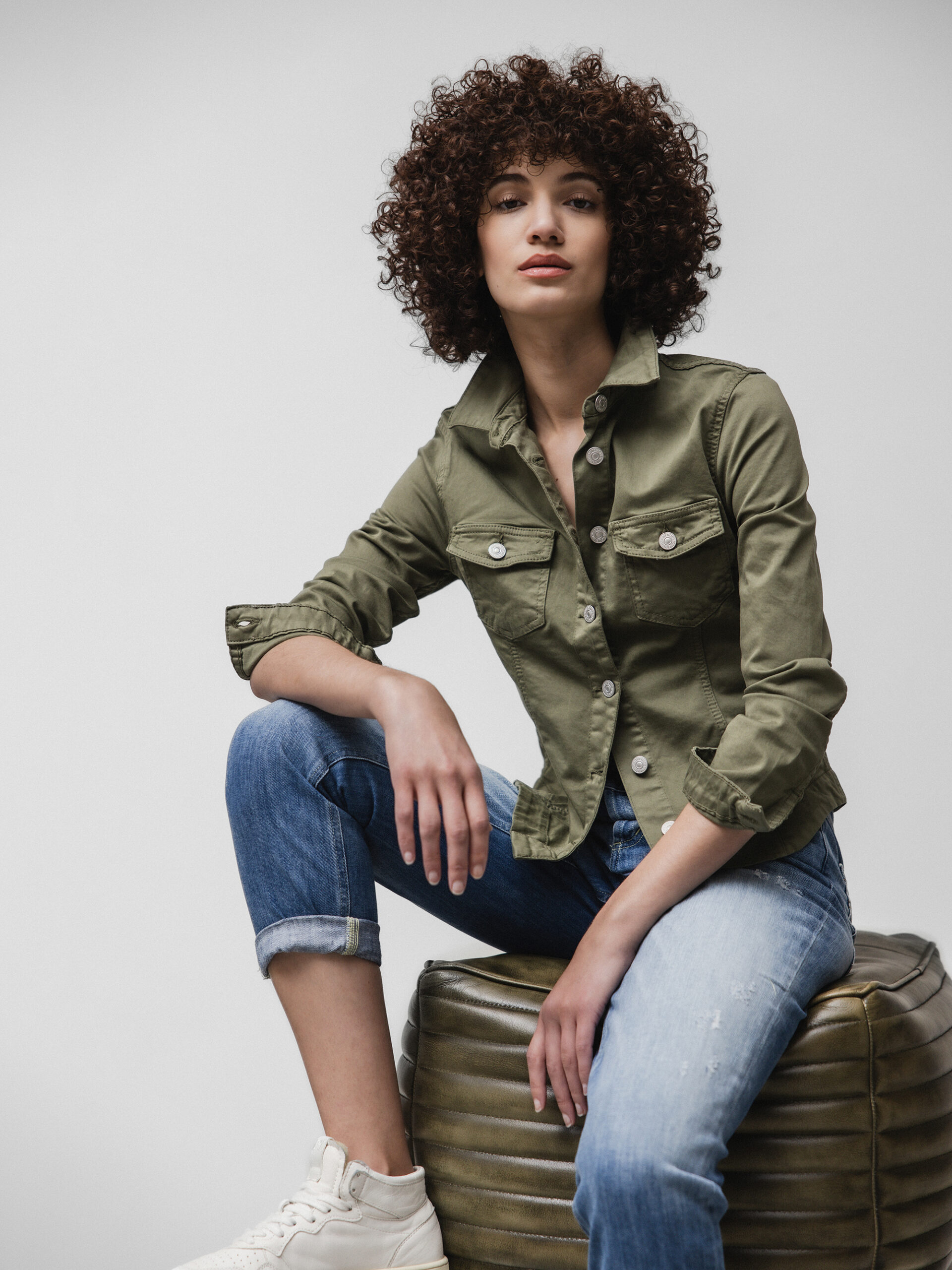 LE TEMPS DES CERISES Jeansjacke Damen (9071 LIZARD OLIV)