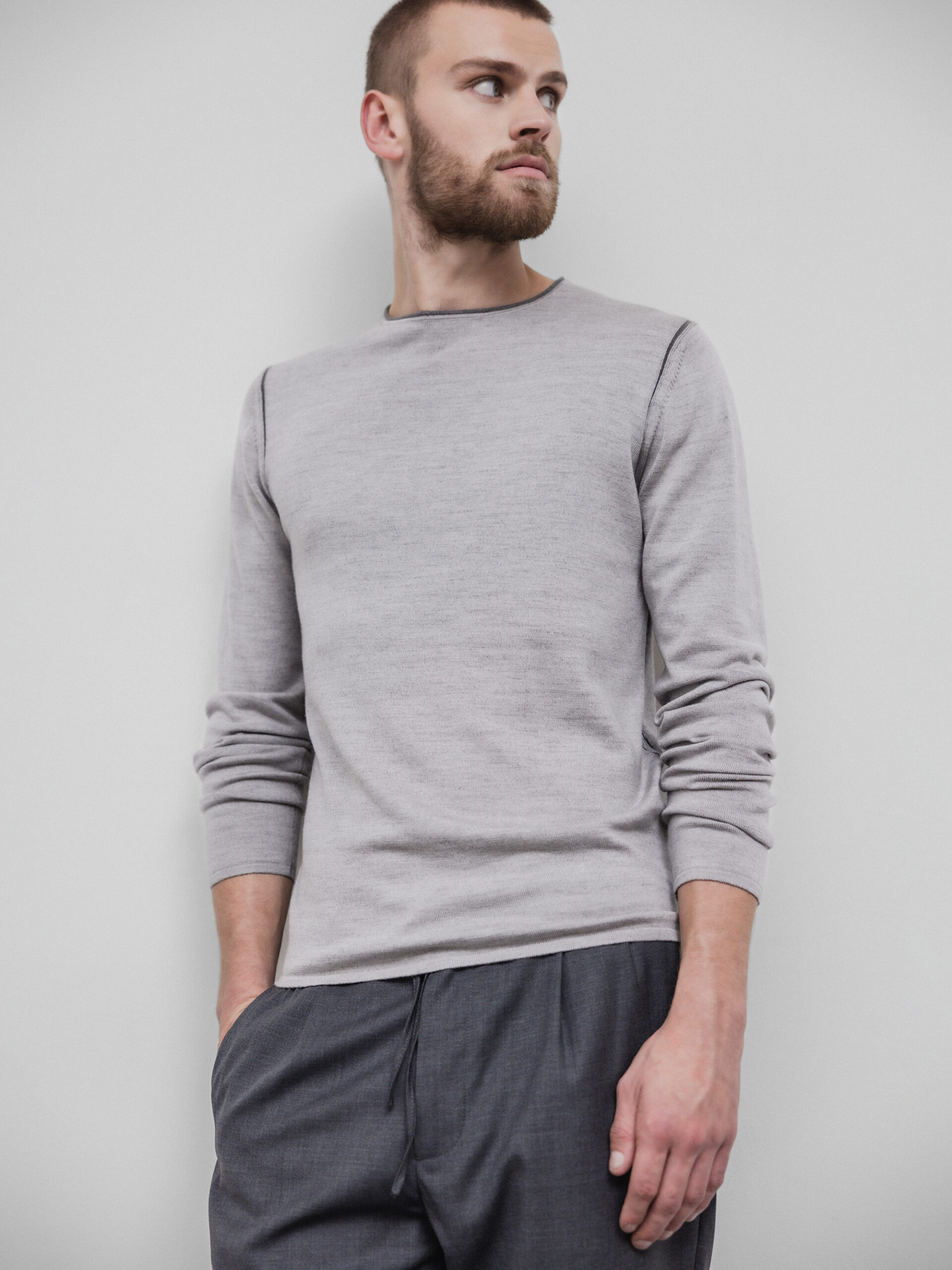 KIEFERMANN Pullover aus Merinowolle Herren (91 SILBER ANTHRA)
