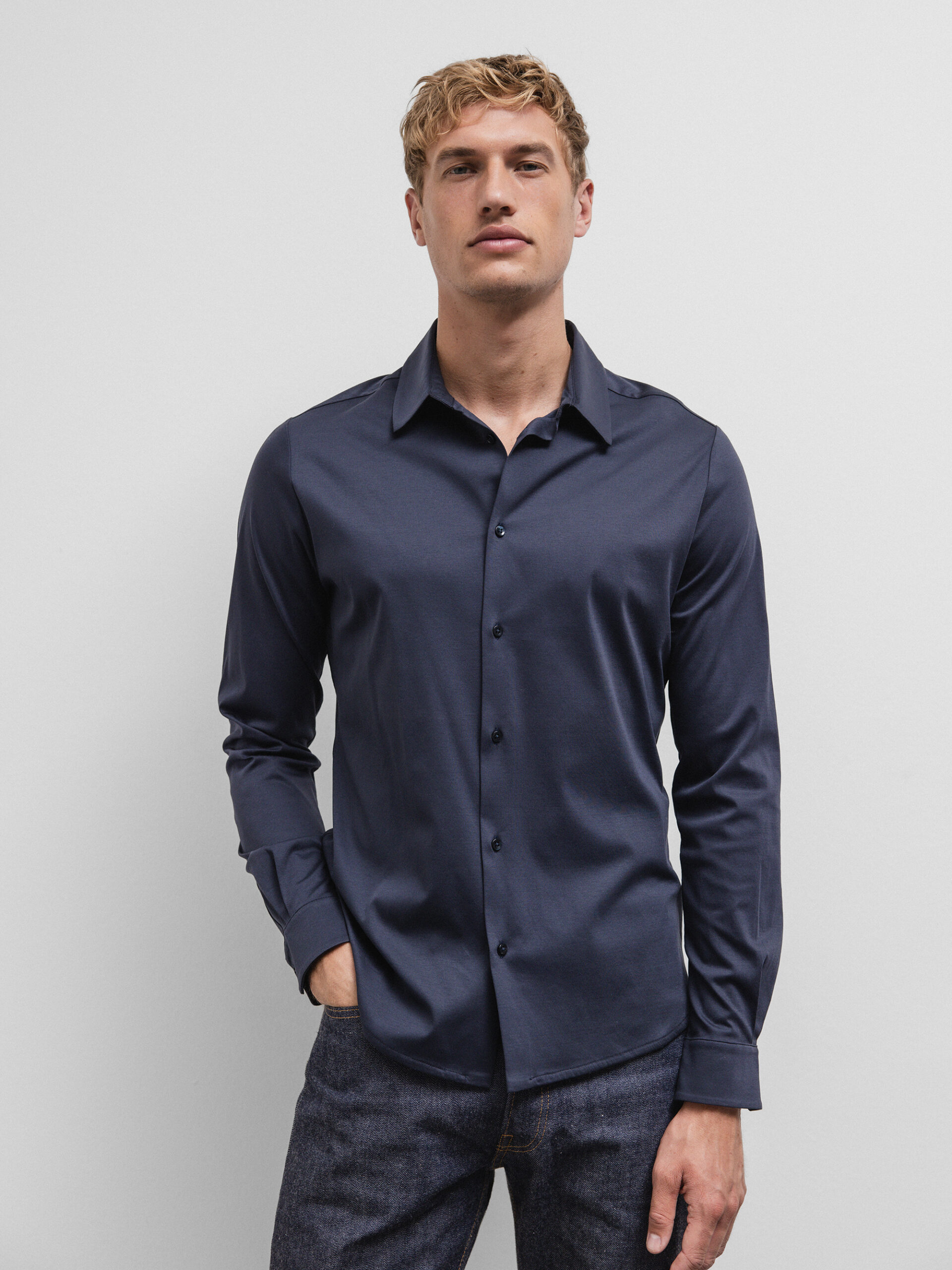 KIEFERMANN Hemd aus Baumwolle Herren (379 D. NAVY)