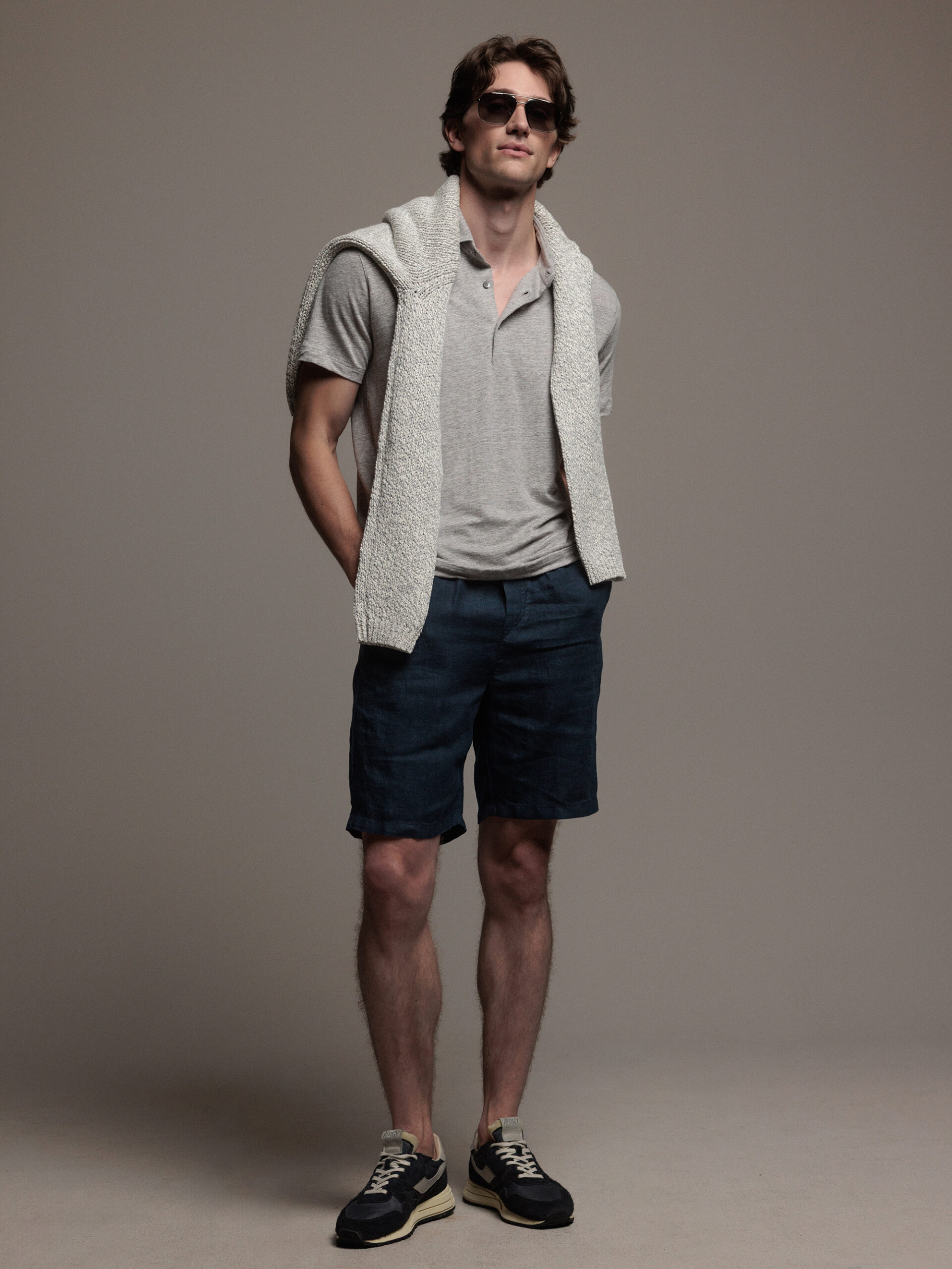 04651 Shorts aus Leinen Herren (NAVY)