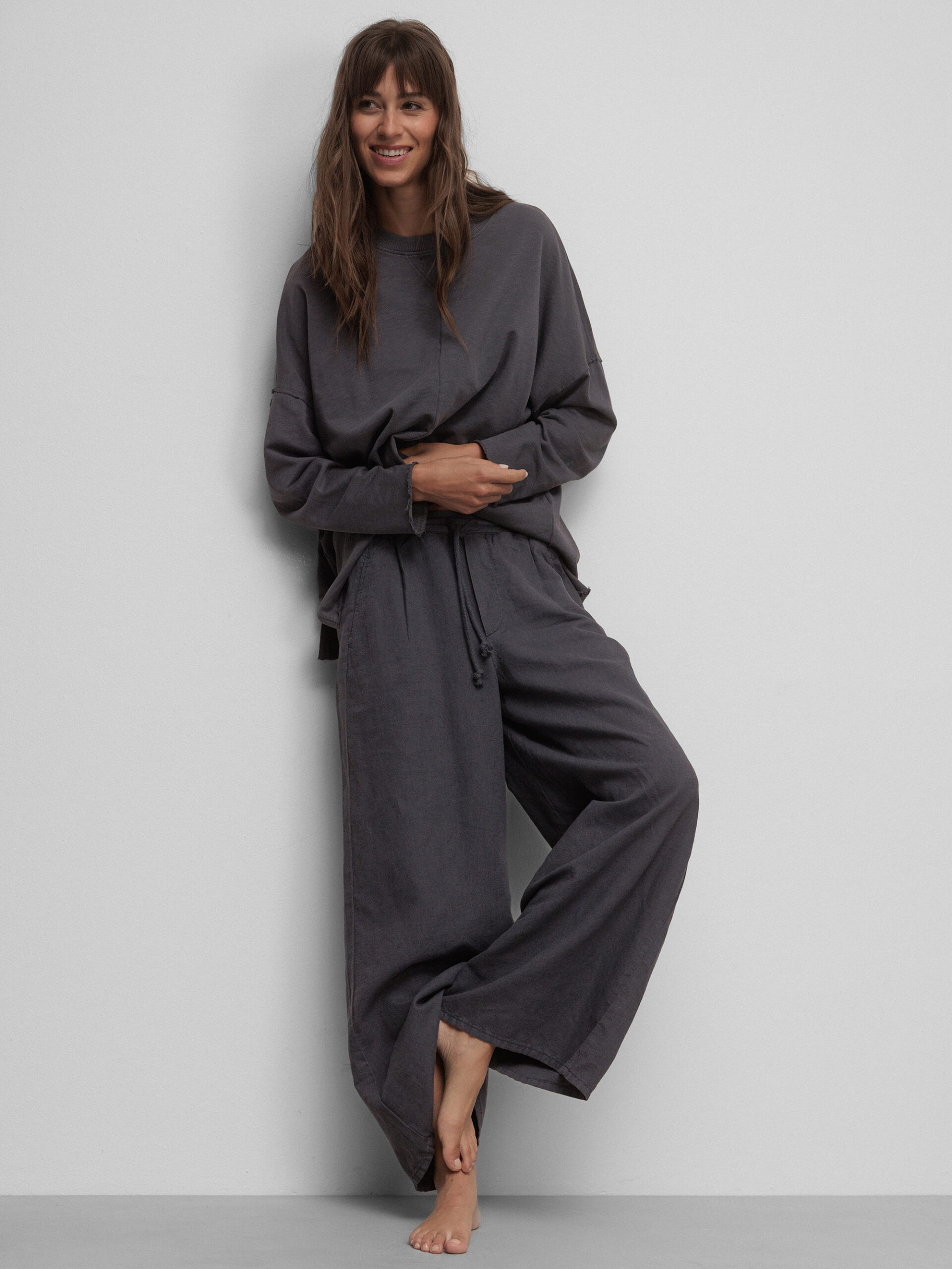 10 DAYS Hose aus Leinen Damen (1335 STEELBLUE)