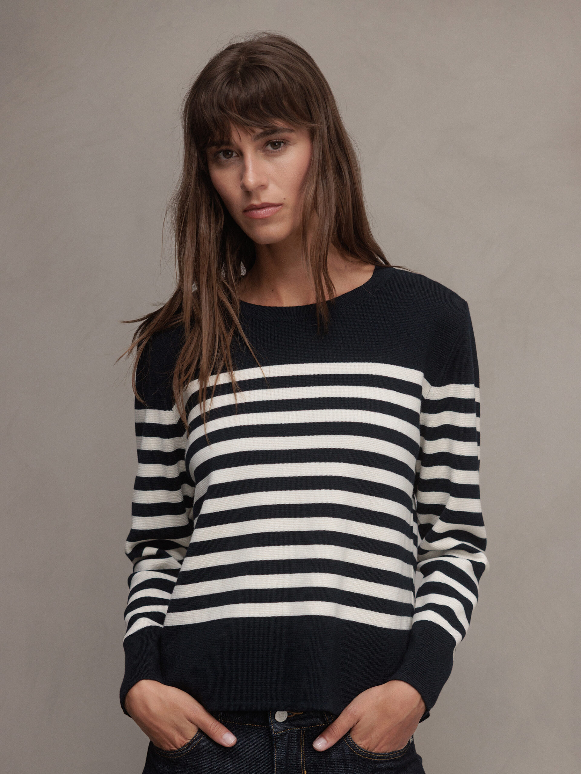 SIBIN LINNEBJERG Pullover Damen (7487/1010 NAVY/OFF WHITE)