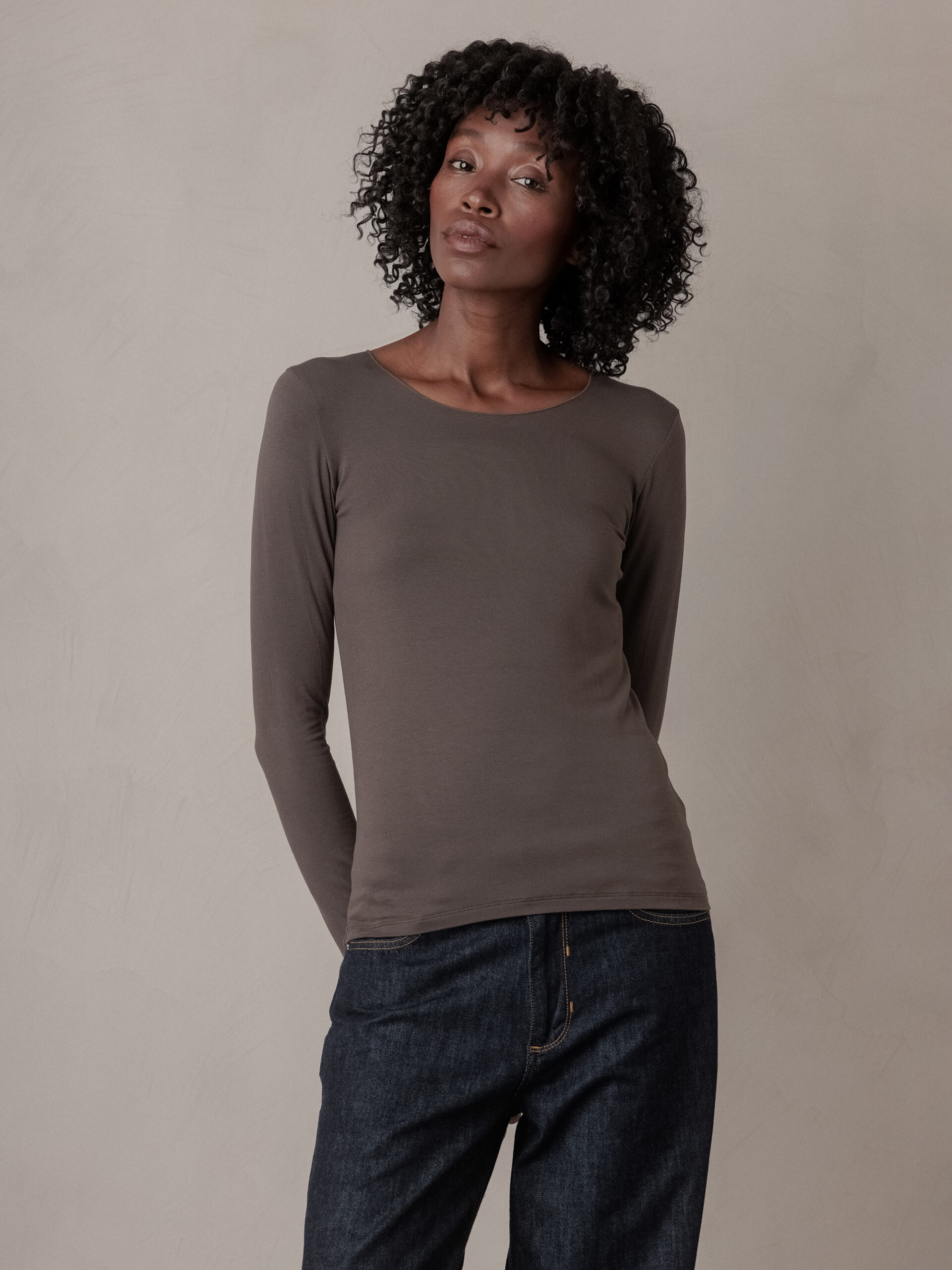 DANIELS Langarmshirt Damen (BRAUN)