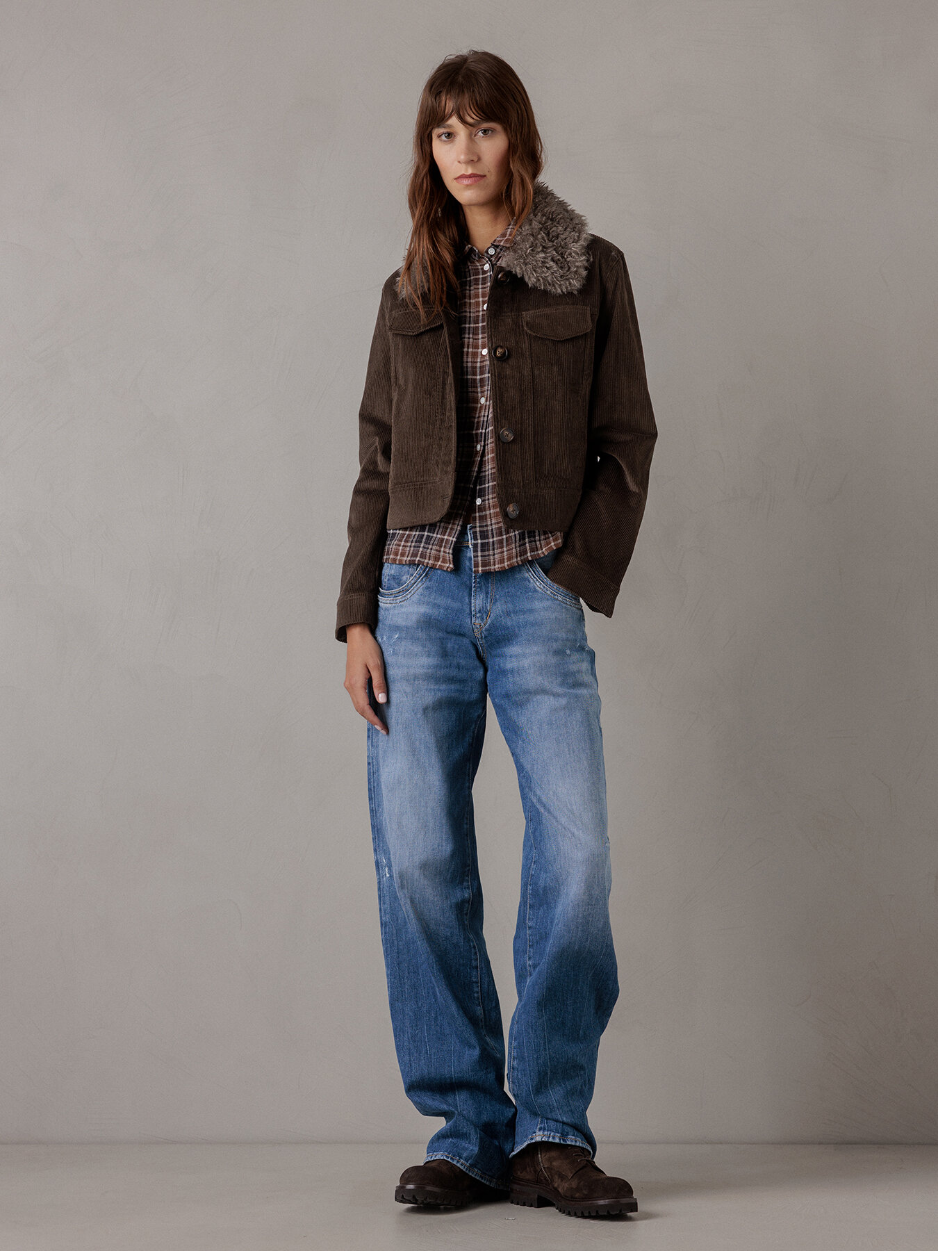DANIELS Cordjacke mit Kunstfellkragen Damen (BROWN 19)